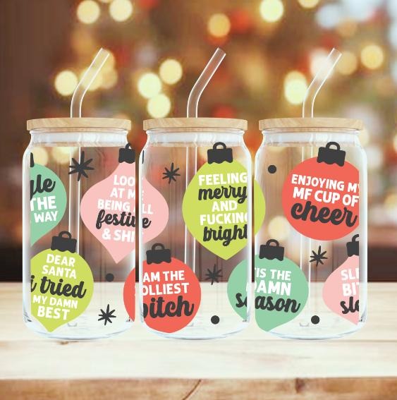 Adult Christmas Affirmations Ornament 16 oz Cup with Permanent Vinyl Wrap T-Shirts, Hoodie, Sweatshirt | GrindPrints.com