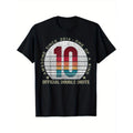 Adult Crew Neck Cotton T-Shirt with Geometric Digital Print - All-Season Knit Fabric, Regular Fit, Short Sleeve, Medium...