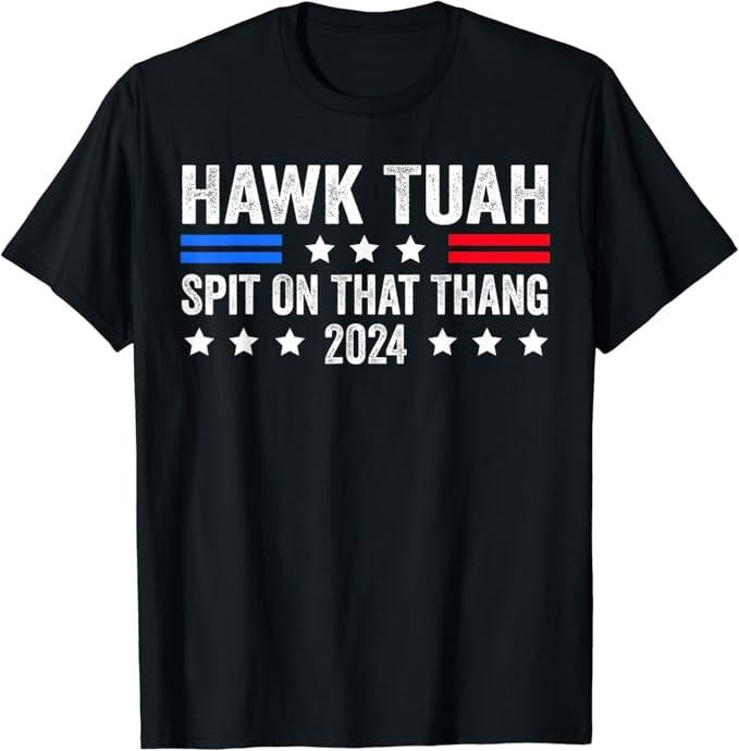 Adult Humor Shirts, American Flag Hawk Tuah 24 Spit On That Thang Vintage T-Shirt Top Casual Unisex Classic Cotton...