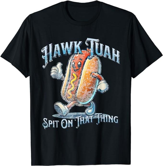 Adult Humor Shirts, Hawk Tuah 24 Spit On That Thang 4th of July Funny Hot Dog T-Shirt Top Casual Classic Casual Classic...