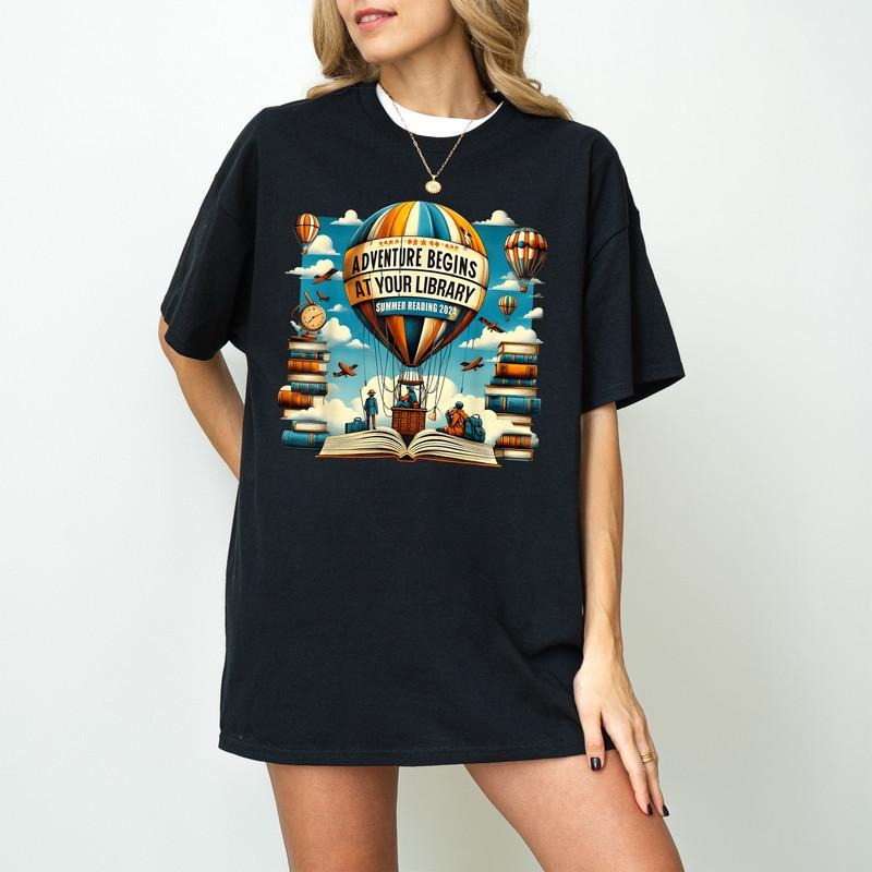 Adventure Begins Your Library Summer Reading Hot Balloon Shirt Funny T-Shirts, Hoodie, Sweatshirt