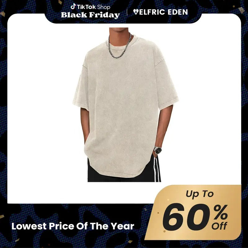 Aelfric Eden Oversized  Acid Wash Cotton Solid T-Shirts Menswear Top Hoodie, Sweatshirt | GrindPrints.com