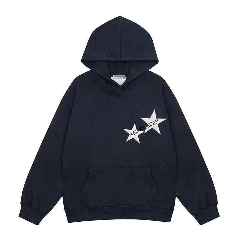 Aelfric Eden Star Print Color Contrast Pullover Hoodie Menswear Tops Sweatshirts T-Shirts | GrindPrints.com