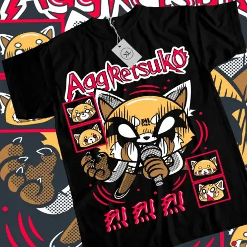 Aggretsuko T-Shirt Aggressive Retsuko Kawaii Waifu Girl Anime Shirt Tee All Size Hoodie, Sweatshirt | GrindPrints.com