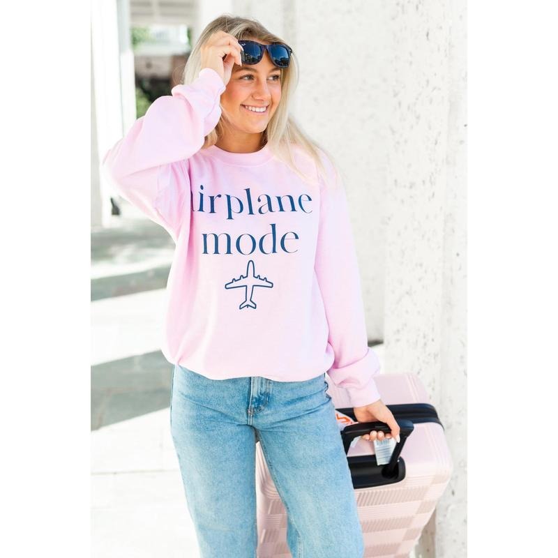 'Airplane Mode' Travel Vacation Sweatshirt Women Pullover T-Shirts, Hoodie | GrindPrints.com