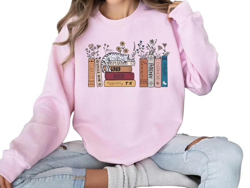 Albums As Books Sweatshirt, Trendy Aesthetic For Book Lovers, Crewneck Shirt Hoodie | GrindPrints.com