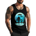 Alien And Bigfoot Moon Unisex Tank Top, Cotton, Size S-3XL T-Shirts, Hoodie, Sweatshirt | GrindPrints.com