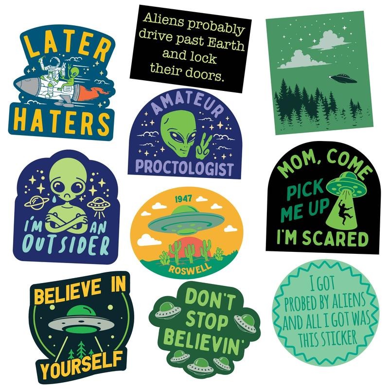 Alien Sticker Extra Large Stickers for Adults Funny Adhesives with Memes Sarcastic  Funny Space  Multi T-Shirts, Hoodie,...