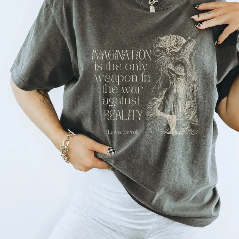 Aljce In W0nderland Cheshire Cat Shirt Literary Shirt Lewis Carroll Dark Academia Shirt Dark Cottagecore Mad Hatter...