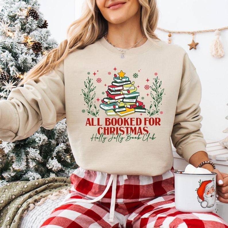 All Booked Book Lovers Bookish Teacher Shirt Librarian Xmas T-Shirts, Hoodie, Sweatshirt