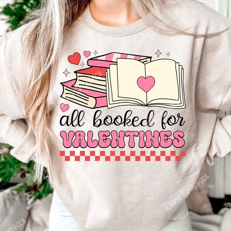 All Booked For Valentine , Teacher Valentines , Valentines Day Sublimation , Book Lover , Valentines Gift, Retro...