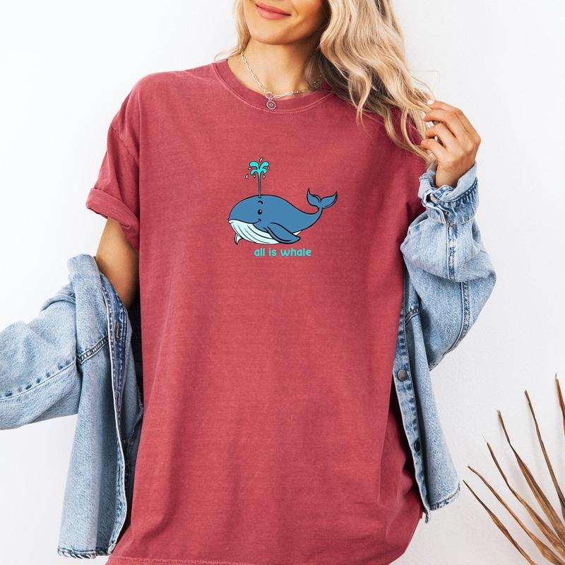 All Is Whale, Cute, Funny, Minimalist, Beach Comfort Colors T-Shirt, Women's Comfort Colors Tee Hoodie, Sweatshirt
