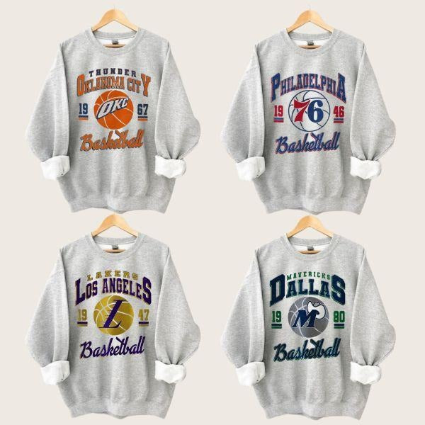 All Team Basketball Vintage 90s Shirts - Retro Crewneck for Basketball Fans Hoodie, Sweatshirt | GrindPrints.com
