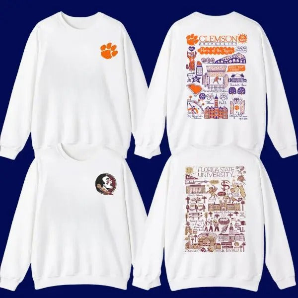All Team Football NCAA White Sweatshirt, Unisex Sweatshirt 2 Sided, University Sweatshirt For Men For Women T-Shirts, Hoodie