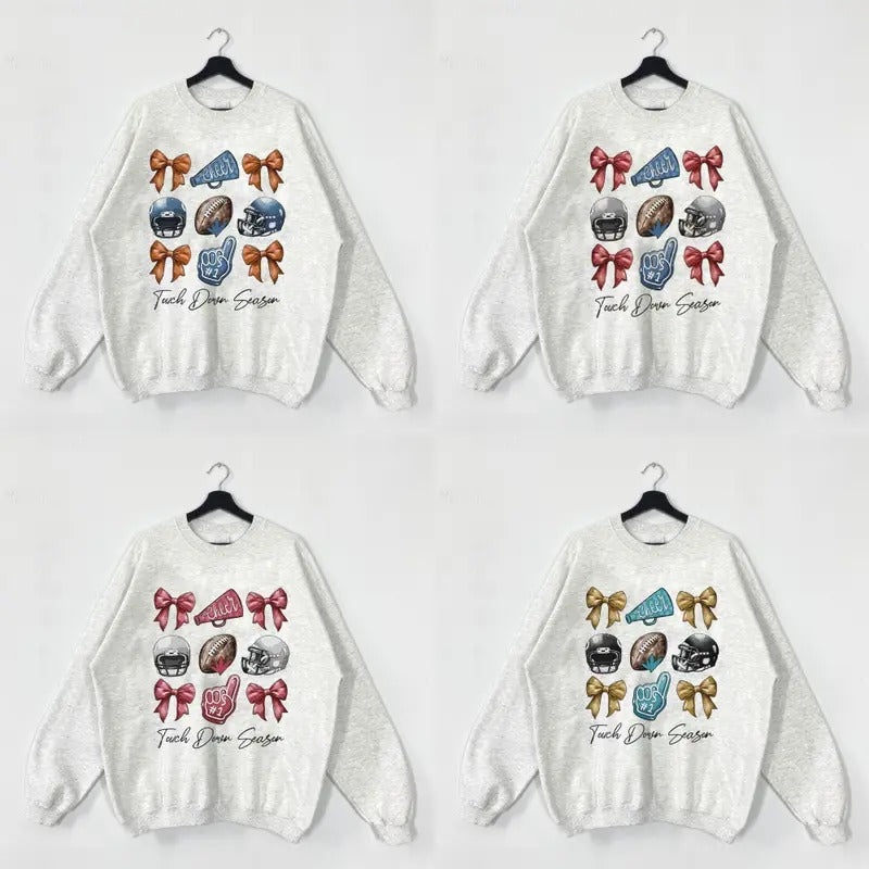 All Team Football Season Sweatshirt, Football Fan Sweatshirt, Game Day 2024 Coquette T-Shirts, Hoodie | GrindPrints.com