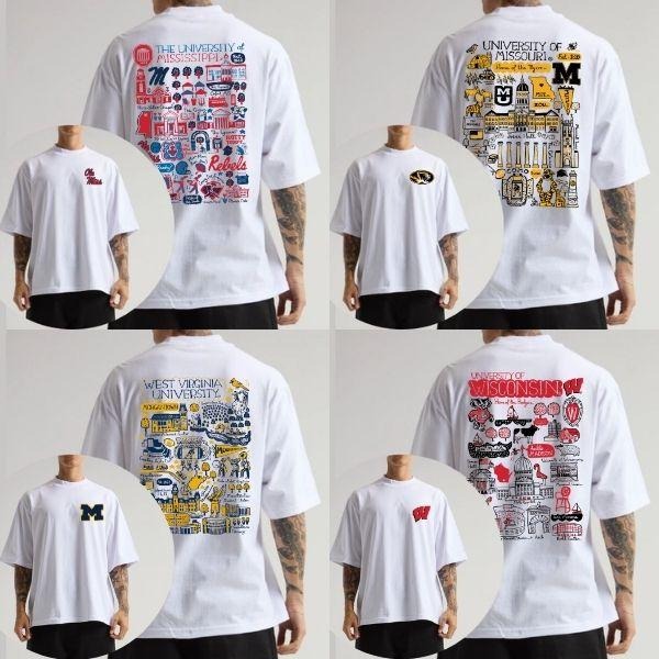 All Team Football Sketched Graphic T-Shirt