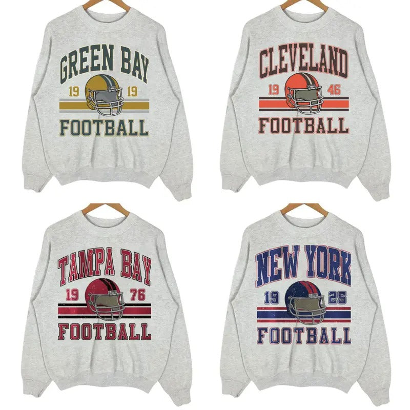 All Teams Vintage Football Sweatshirt - Classic Sport Grey for Fan Sport T-Shirts, Hoodie | GrindPrints.com