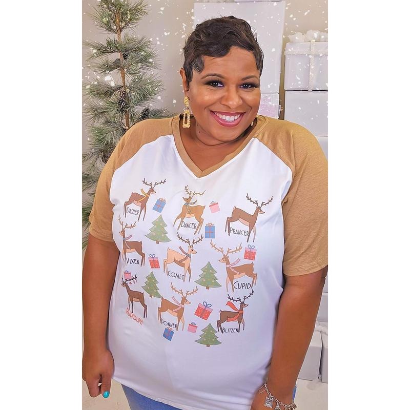 All the Reindeer Graphic V-Neck T-Shirts, Hoodie, Sweatshirt | GrindPrints.com
