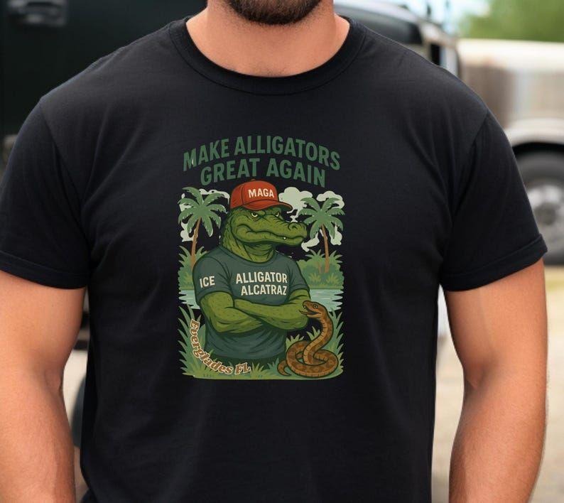 Alligator Alcatraz Ring Spun T-shirt Gift for Political fans gifts for republicans and fans of Florida sweatshirt,...