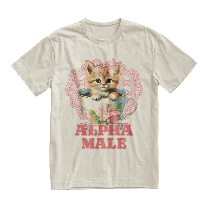 Alpha Male Funny Kitten Tshirt, Funny Cat Meme Shirt Cotton Menswear Hoodie, Sweatshirt | GrindPrints.com