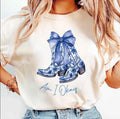 Am I Okay Cowgirlllll Coquette Bow Women Girl T-Shirt, Blue Boots Country Concert Shirt Hoodie, Sweatshirt | GrindPrints.com