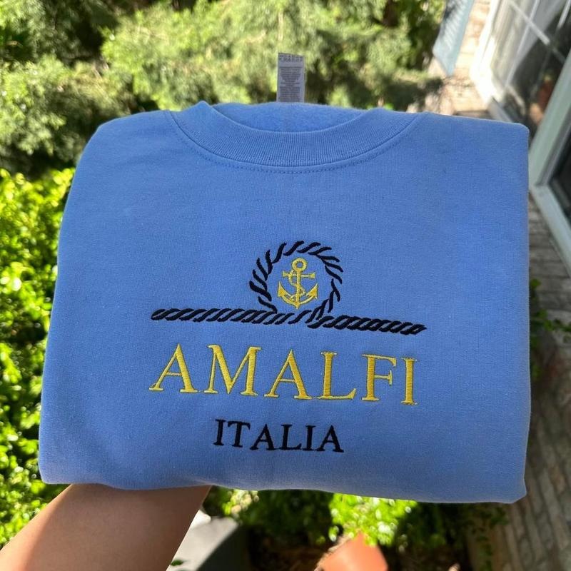 Amalfi Coast Italy embroidered sweatshirt, Italy Sweater,  Embroidery designs T-Shirts, Hoodie | GrindPrints.com