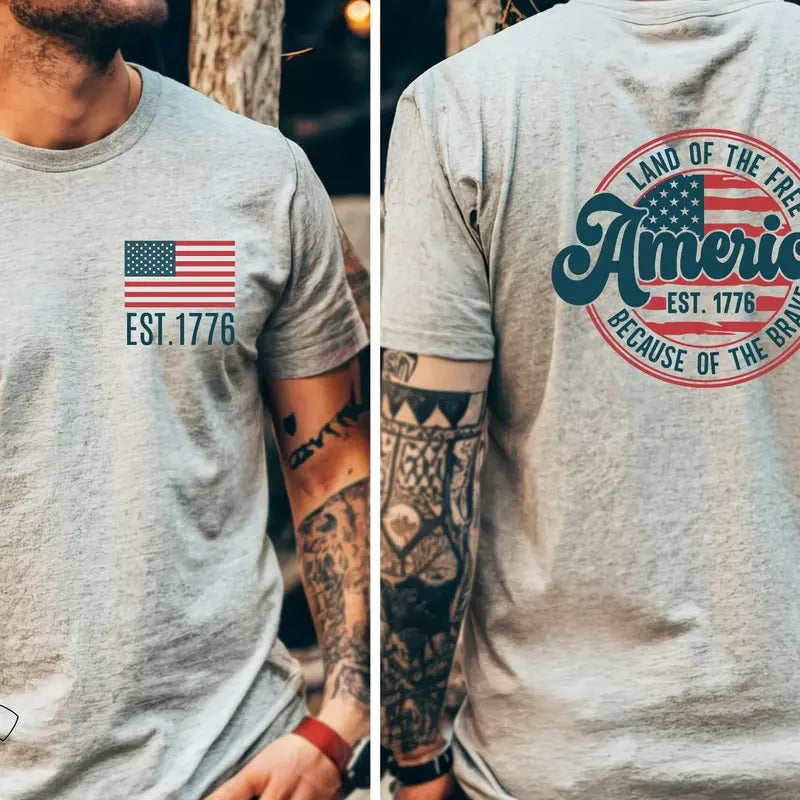 America Flag Shirt, 4th Of July Shirt, Retro Usa Graphic Tee, Star American Graphic Tee, Retro Usa Shirt, Amerikan Men...