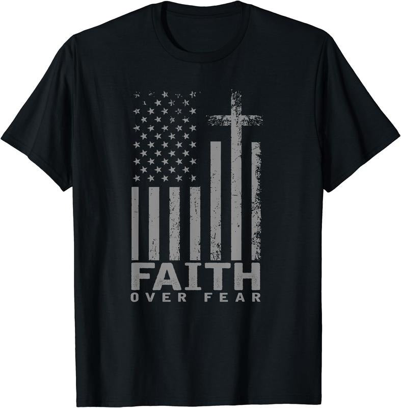 America Pride US Flag Faith Over Fear Prayer T-Shirt, Cotton Hoodie, Sweatshirt | GrindPrints.com