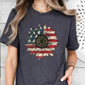 America Sunflower Shirt, USA Flag Flower T Shirt, Gift For American, 4th Of July Flag Hoodie, Sweatshirt | GrindPrints.com