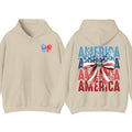 America Text & American Flag Bow 4th of July Era Hoodie T-Shirt, 4th of July Independence Day Patriotic Graphic Tee, Fun...