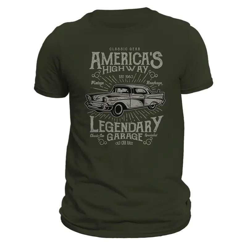America's Highway Classic Car Old Car Race Men's T-Shirt Hoodie, Sweatshirt | GrindPrints.com