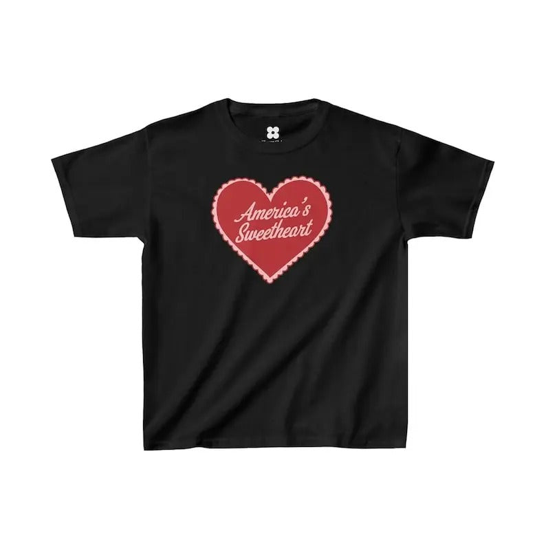 America's Sweetheart Baby Tee, Y2K Baby Tee, Coquette Baby Tee, 2000s Cute Clothing Aesthetic Collar Fashion Cotton Fit...