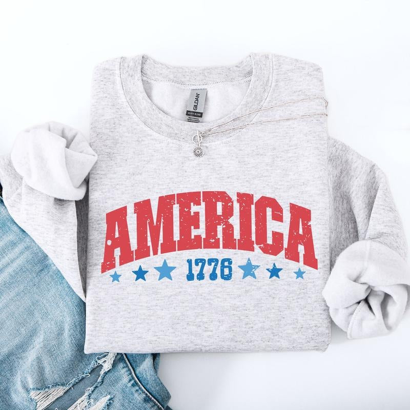 America, 1776, Varsity, Patriotic, USA, 4th of July Sweatshirt T-Shirts, Hoodie | GrindPrints.com