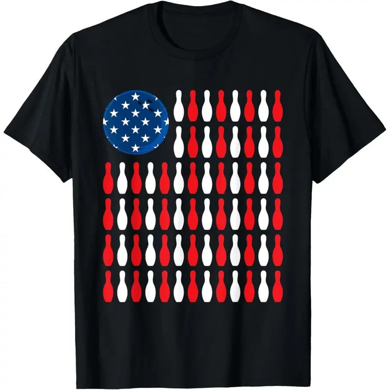 American Flag - Patriotic Bowler & Bowling T-Shirt made in usa Hoodie, Sweatshirt | GrindPrints.com