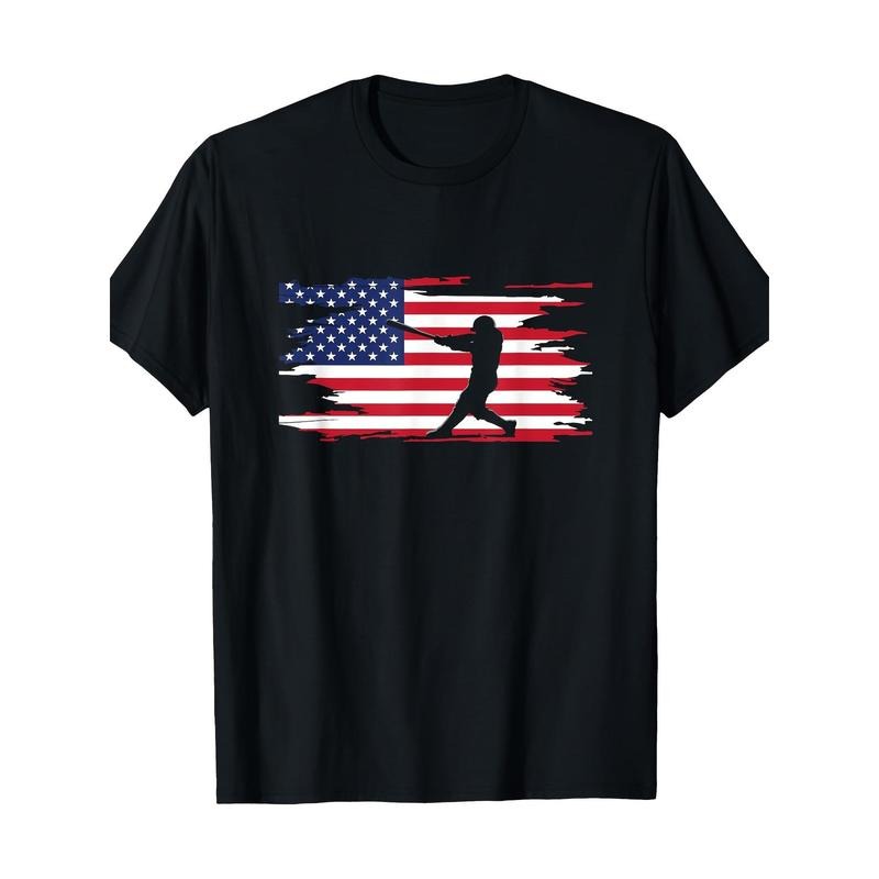 American Flag Baseball Apparel - Baseball T-Shirt-100% Cotton -220g made in usa Hoodie, Sweatshirt | GrindPrints.com