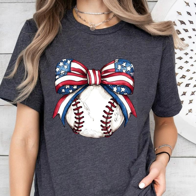 American Flag Baseball Coquette Shirt Patriotic Baseball Shirt Game Day Shirt Shirt Coquette Baseball Shirt Baseball American Baseball Coquette Bow Flag Ribbon Shirt USA Flag Shirt July 4th T-Shirts, Hoodie, Sweatshirt