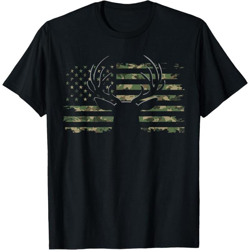 American Flag Camouflage Outdoor Antlers Deer T-Shirt made in usa Hoodie, Sweatshirt | GrindPrints.com