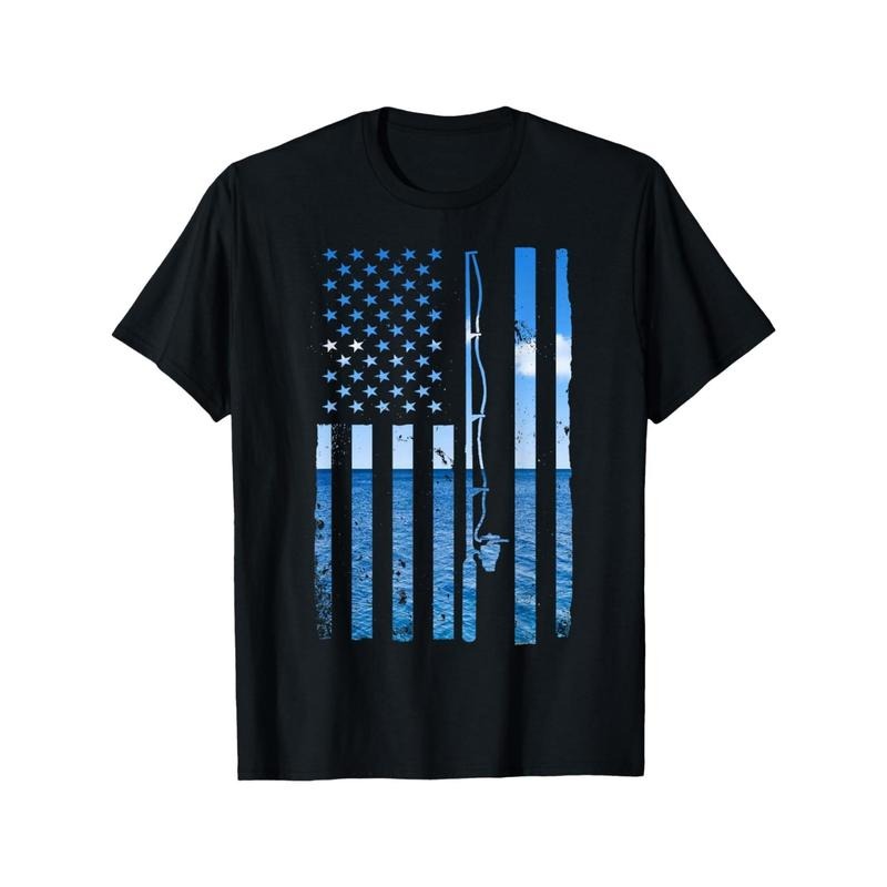 American Flag Fish Fisher Fisherman Funny Bass Fishing USA T-Shirt Made in USA Hoodie, Sweatshirt | GrindPrints.com