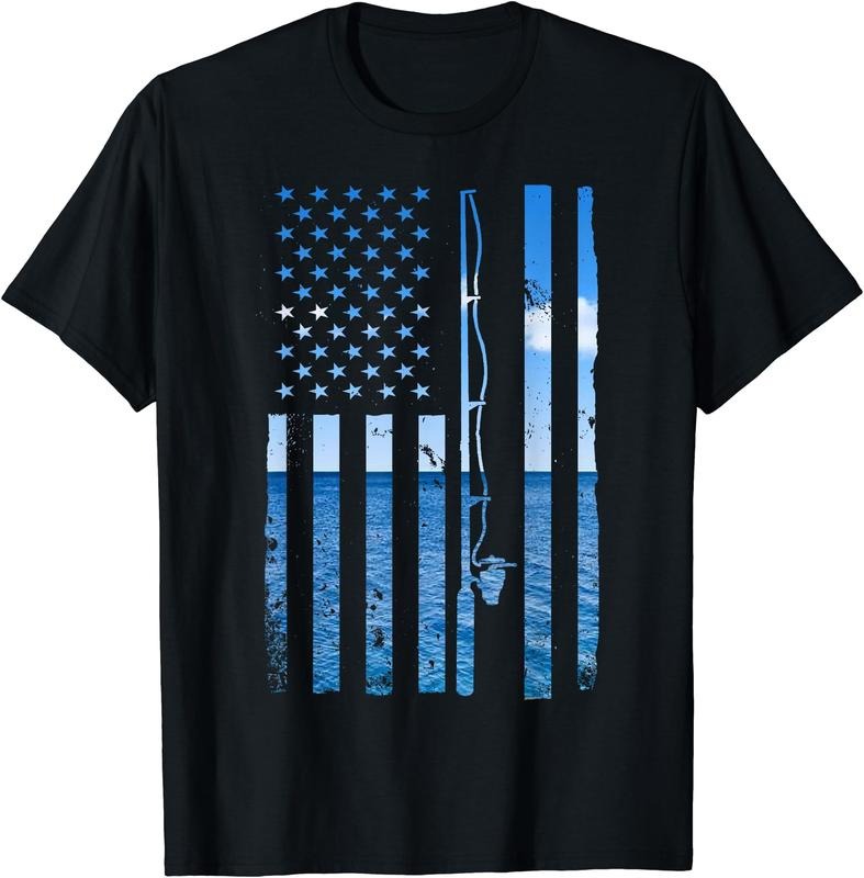 American Flag Fish Fisher Fisherman Funny Bass Fishing USA T-Shirt Hoodie, Sweatshirt | GrindPrints.com