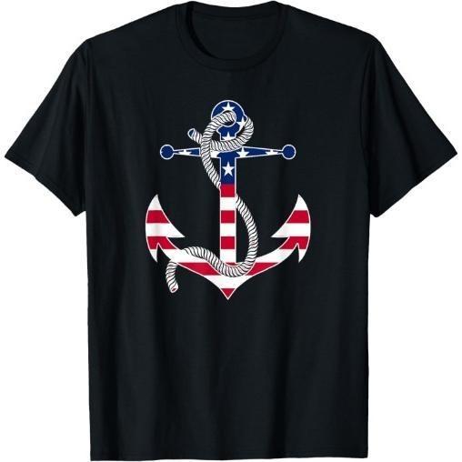 American Flag Patriotic Anchor - Memorial Day 4th Of July T-Shirt Made in USA Hoodie, Sweatshirt | GrindPrints.com