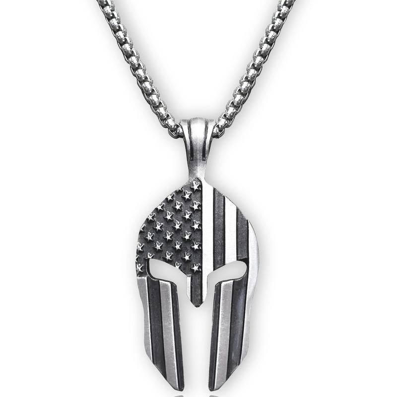 American Flag Patriotic Spartan Warrior Necklace for Men T-Shirts, Hoodie, Sweatshirt | GrindPrints.com