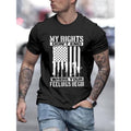 American Flag Print, Men's Round Crew Neck Short Sleeve, Simple Style Tee Fashion Regular Fit T-Shirt, Casual Comfy...