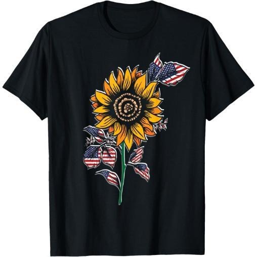 American Flag Sunflower design patriotic USA flag sunflower T-Shirt Made in USA Hoodie, Sweatshirt | GrindPrints.com