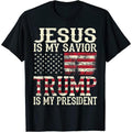 American Flag Tee Jesus Is My Savior Trump Is My President T-shirt Casual Graphics Tops Summer Gift Tee Black Medium Made...
