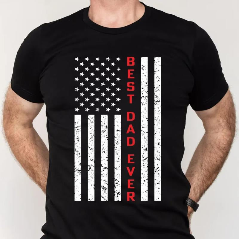 American Flag Tshirt For Men, Best Dad Ever Shirt, Cool Dad Tee, Fathers Day Gift, Dad Gift From Daughter Son, Short...