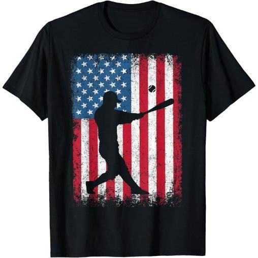 American Flag Vintage Baseball Flag T-Shirt Dad Mom Tee T-Shirt Made in USAstyle{n002}2 Hoodie, Sweatshirt | GrindPrints.com