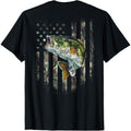 American Flag (Print on the Back) Camo Bass Fish Fishing T-Shirt Made in USA Hoodie, Sweatshirt | GrindPrints.com