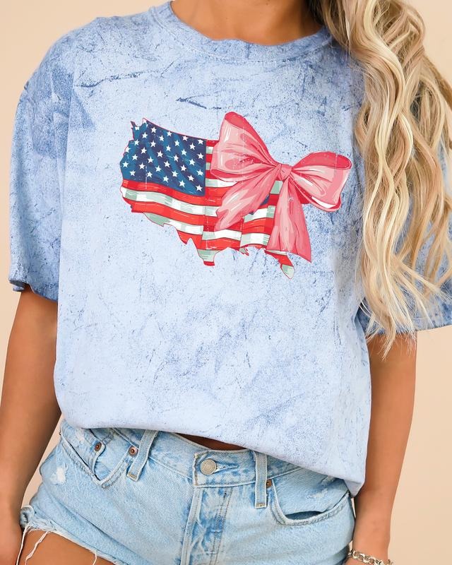 American Flag Bow Ribbon Coquette USA Independence Day Retro Vintage Color Blast Comfort Colors Comfort Color T-Shirts, Hoodie, Sweatshirt