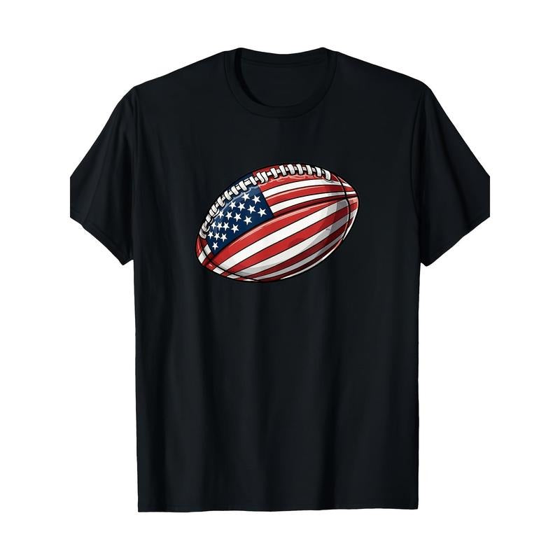 American Football 4th July American Flag Patriotic Football 220g100% Cotton Made Usa T-Shirts, Hoodie, Sweatshirt