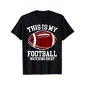 American Football Print Men's Cotton T-shirt, Graphic Tee Men's Outdoor Clothes, Men's Clothing, Casual Short Sleeve Crew...